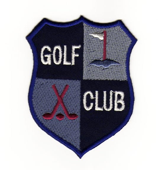 Golf Club Logo Blau Aufnäher zum aufbügeln oder aufnähen Bügelbild Aufbügler für Kleidung gestickter Bügelflicken Applikation Wappen Abzeichen Patch Größe 6,2 x 8,0 cm