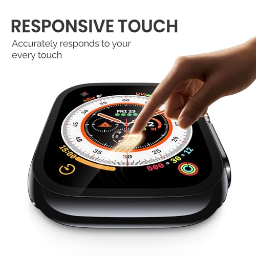 Image of Misxi 2 Pack Tempered Glass Case Compatible for Apple Watch Ultra 3 / Ultra 2 / Ultra 49mm, Hard PC Screen Protector Protection Ultra-Thin Anti-Scratch Cover for iWatch, Jet Black