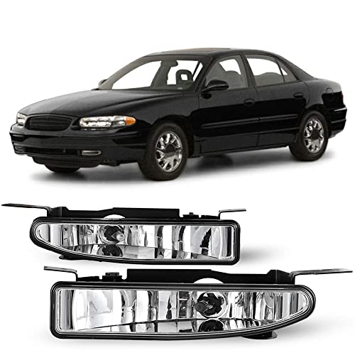 CPW OEM Fog Lights Assembly Fit For 1997-2004 Buick Regal, Driver & Passenger Driving Fog Lamps Fit For 1997-2005 Buick Century, 1 Pair Fog lights with 893 Halogen Bulbs (Black Housing Clear Lens)