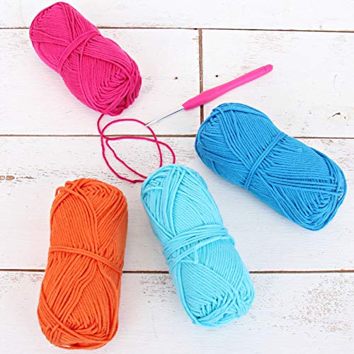 Image of ThreadArt Cotton Crochet Yarn Set #4, 4 Pack 50g 85yd, Electric Pop Colors