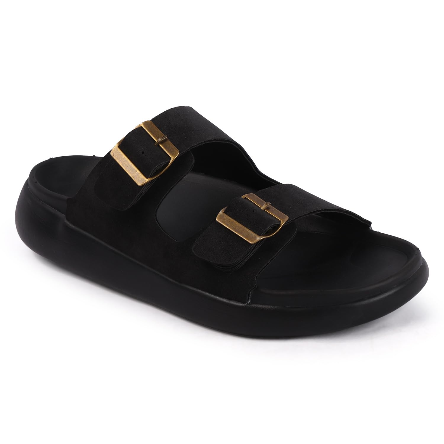 Men’s Double Buckle Sandals | Adjustable Strap Slip-On Comfort Slides | Cushioned Footbed Anti-Skid Casual Slippers for Regular Wear Indoor Outdoor-image-10