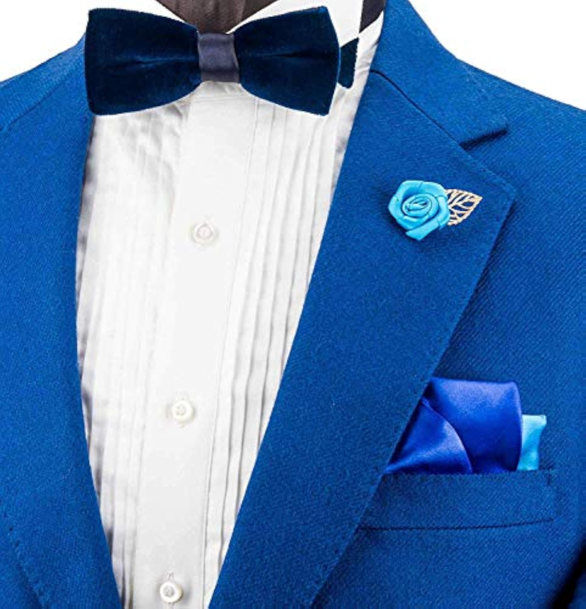 Sky Blue Rose Brooch Lapel Pin for Men, Pack of 6