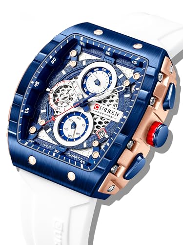 Image of FORSINING Men's Chronograph Sport Watch Waterproof Military Watches for Men Analog Quartz Wristwatch with Date Display Silicone Strap Outdoor Clock