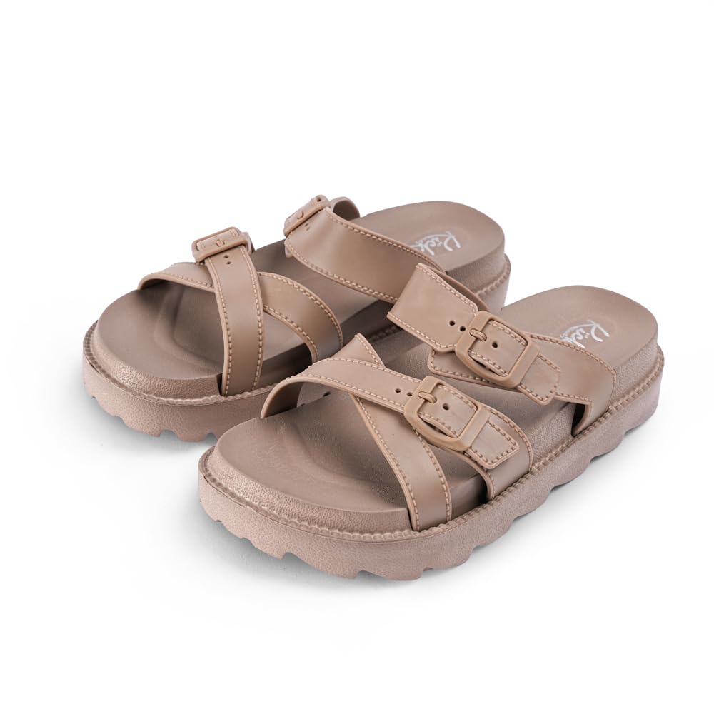Indifeet � flat buckle sliders for women, stylish footwear belt sandals, womens comfortable beach open toe foot wear, new latest girls flats, double strap slides slippers, rainy sandal for ladies (B0CNXBTZNG) Amazon Price History, Amazon Price Tracker