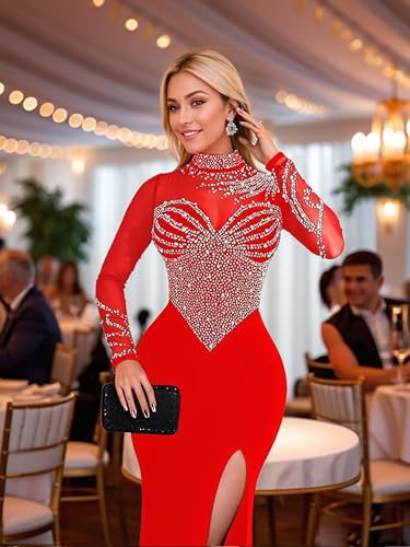 Image of Figdaw Rhinestone Embellished Formal Gowns and Evening Dresses for Women 2026