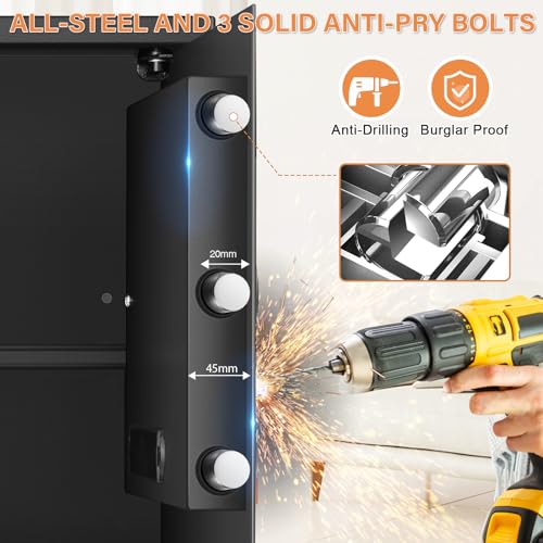 4.0 Cub Large Home Safe Fireproof Waterproof, Anti-theft Fireproof Safe Box with Programmable Keypad, Spare Keys and Removable Shelf, Digital Security Safe for Home Money Firearm Documents Medicines - Thumbnail 5