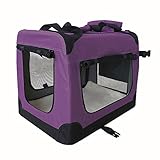 Mit Liegedecke petigi Faltbare Transportbox Hund Faltbox Transporttasche Hundetransportbox Katze Auto 7 Größen 5 Farben, Farbe:Lila;Größe:M (60 x 40 x 45 cm)