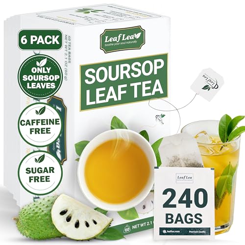 Image of LeafLea Soursop Leaf Tea Bags, From Soursop Graviola Leaves, 240 Count