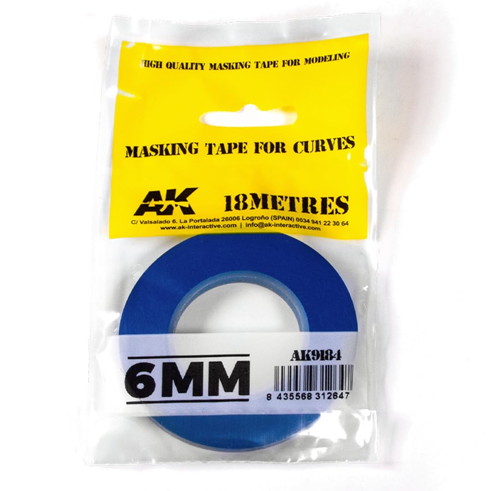 Ak Interactive Blue - Masking Tape For Curves 6Mm Wide - 18 Metres Length - Ak9184