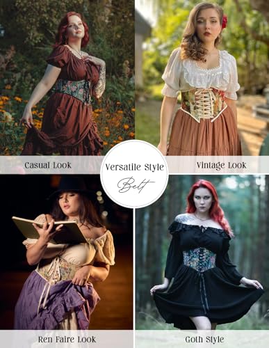 Image of Scarlet Darkness Corset Belt for Women Floral Lace Up Boned Underbust Corset Waist Belts