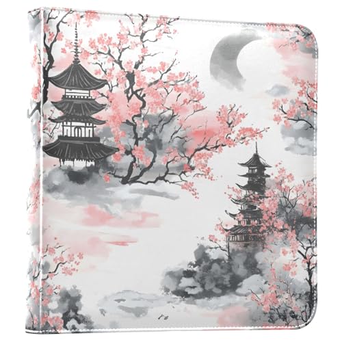 Álbum de fotos autoadhesivo de estilo japonés con diseño de flor de cerezo de 4 x 6 pulgadas, álbum de recortes de piel sintética para aniversario, viajes, boda