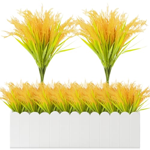 RAINFLOW Wheat Stalks - 7 Pcs Artificial Wheat Ears Simulated Wheats Straw Rice Ears Artificial Plant Barley Fake Plants for Vase Home Office Yard Patio Farmhouse Centerpiece Table Decor