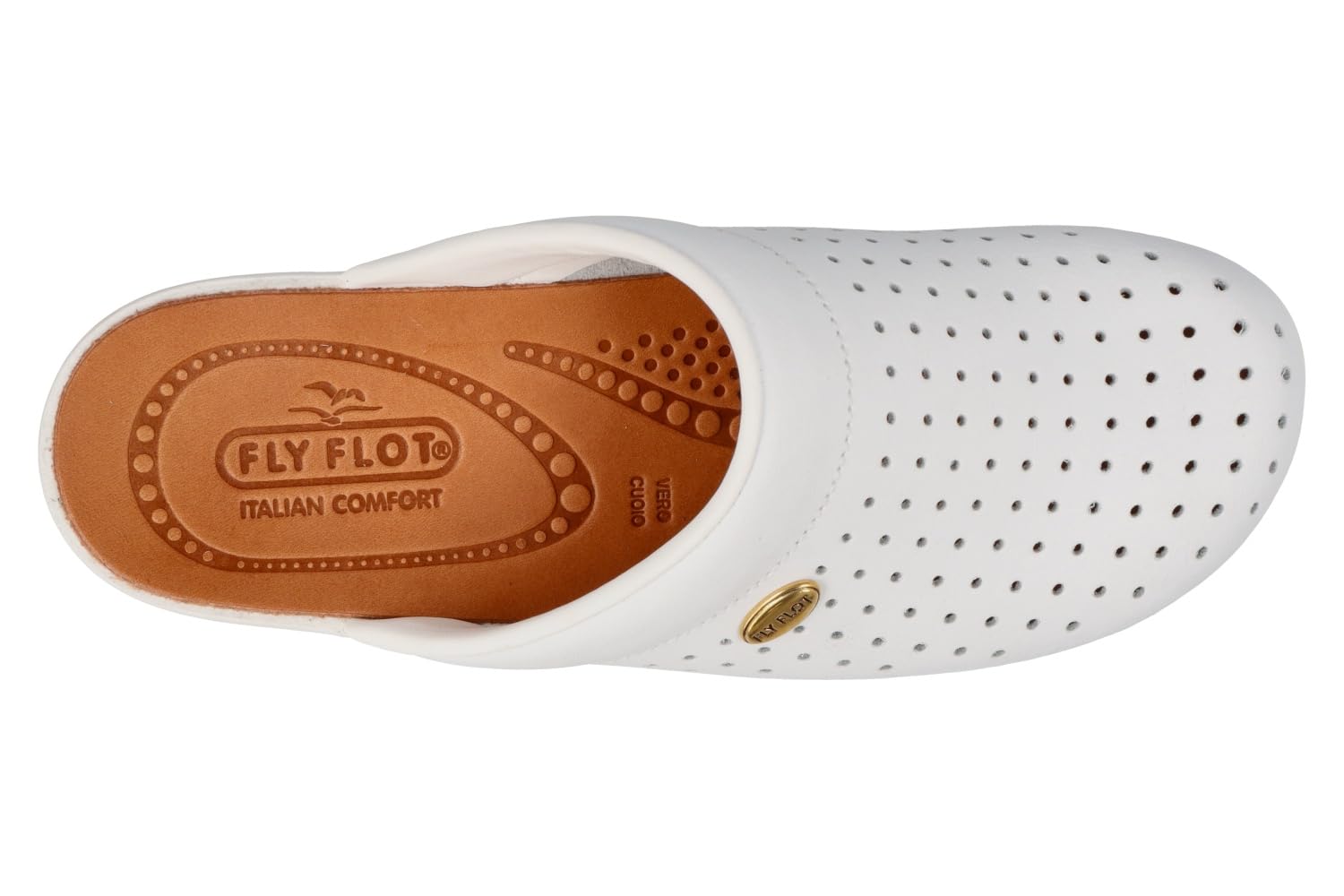 Fly Flot | Woman Professional, Zoccoli Sanitari Donna, Ciabatta con Tomaia in Pelle Forata, Sottopiede in Cuoio