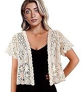 Women's Short Sleeve Bolero Shrugs Crochet Lace Open Cardigan