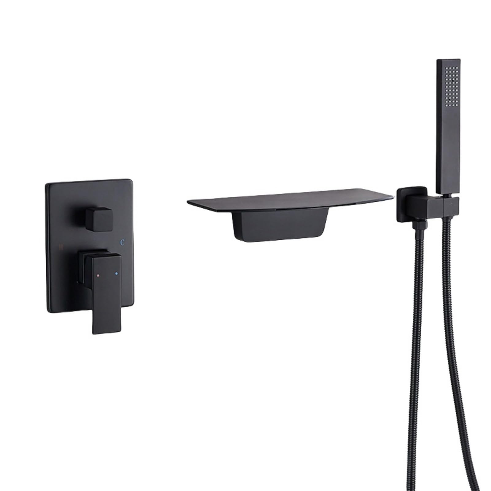 NZPOST Bath Mixer Taps with Shower Chrome Waterfall Bath Shower Mixer Tap Single Handle Shower Head and Ho