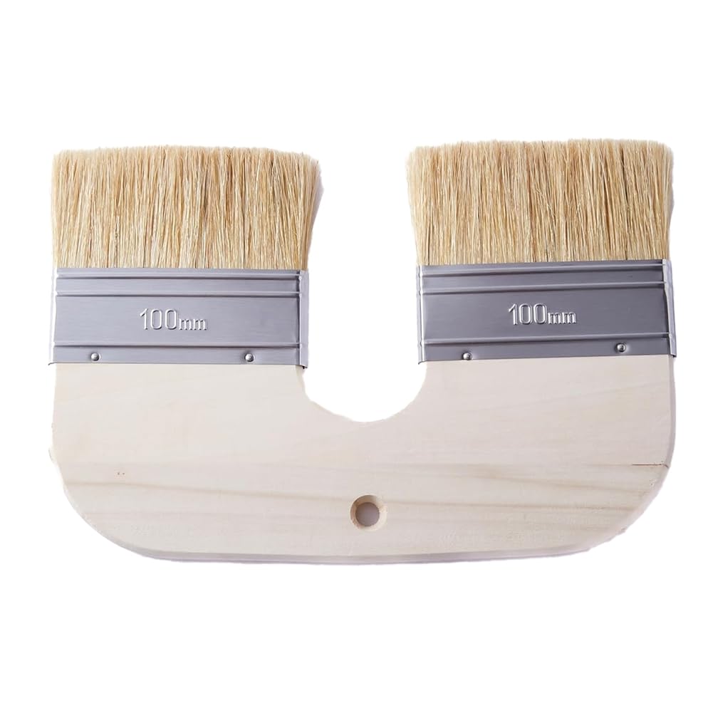 Fangxuee For Limewash Paint Brush-4" Wide U-Shaped Double Brush Natural Bristle for Wall Painting on Brick and Interior Surfaces