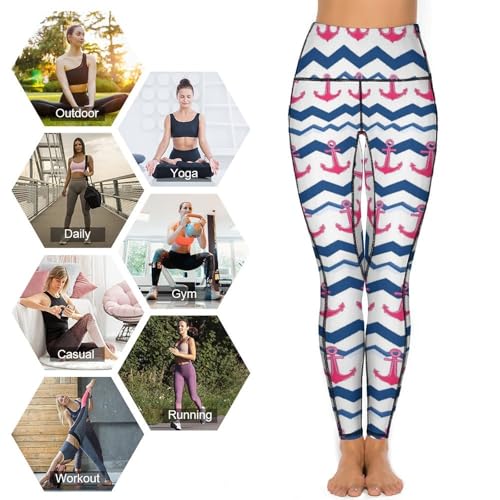Legging rose avec imprimé ancre et vagues au fini soigné - 4