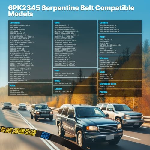 Image of 6PK2345 Serpentine Belt Compatible with Chevrolet Express Silverado