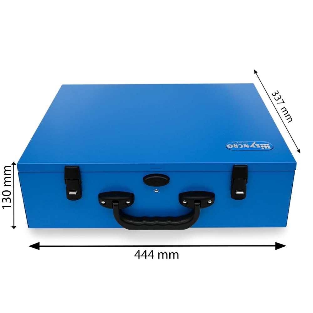 Syncro System Valigetta portaminuterie in metallo furgone officina mobile – 46 vaschette modulari gancio sicurezza 44x34x13 cm