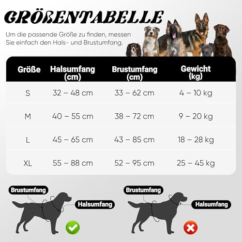 Funfox Hundegeschirr Mittelgroße Hunde, Anti Zug Brustgeschirr Verstellbares Geschirr Hund, Antiziehgeschirr mit Griff und Reflektorstreifen, No Pull Geschirr für Kleine Mittlere Grosse Schwarz M
