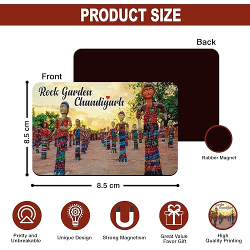 Image of Elegant Fridge Magnet with Themes |Rectangular Size Refrigerator Magnet with Magnetic Rubber Back | Pack of 1, 8.6cm X 5.4cm (Rock Garden - Chandigarh)
