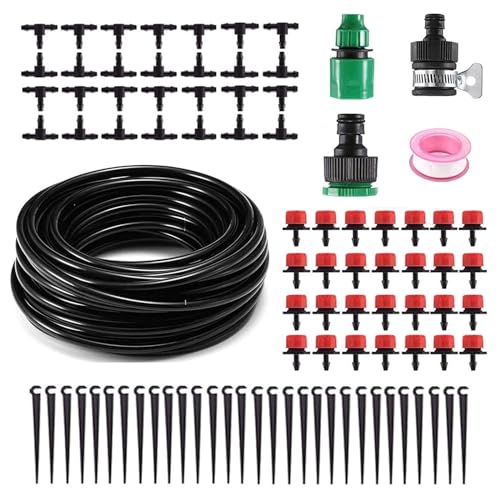 82FT Drip Irrigation System Kit - Garden Watering System with 1/4' Drip Irrigation Tubing Parts...