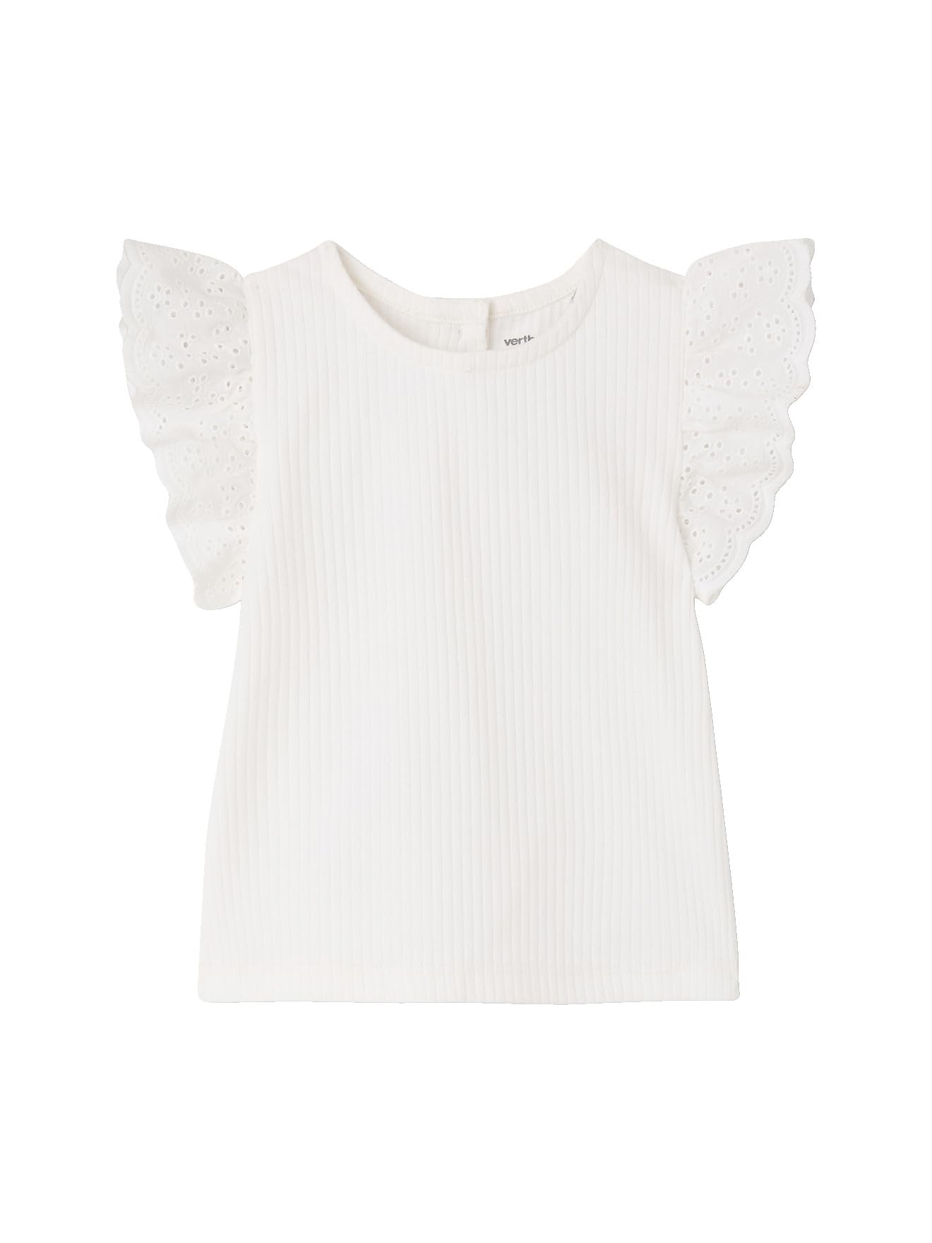 Vertbaudet Baby Rippstrick-Top, Volant‰rmel mit Lochstickerei