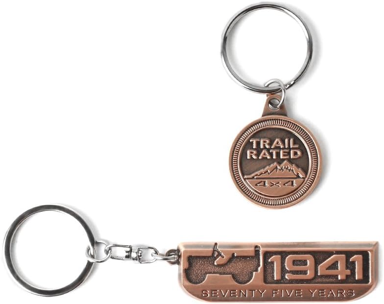 3D Red Bronze Metal Badge 75 Anniversary 1941 Keychain for Jeep Wrangler Enthusiast Accessories
