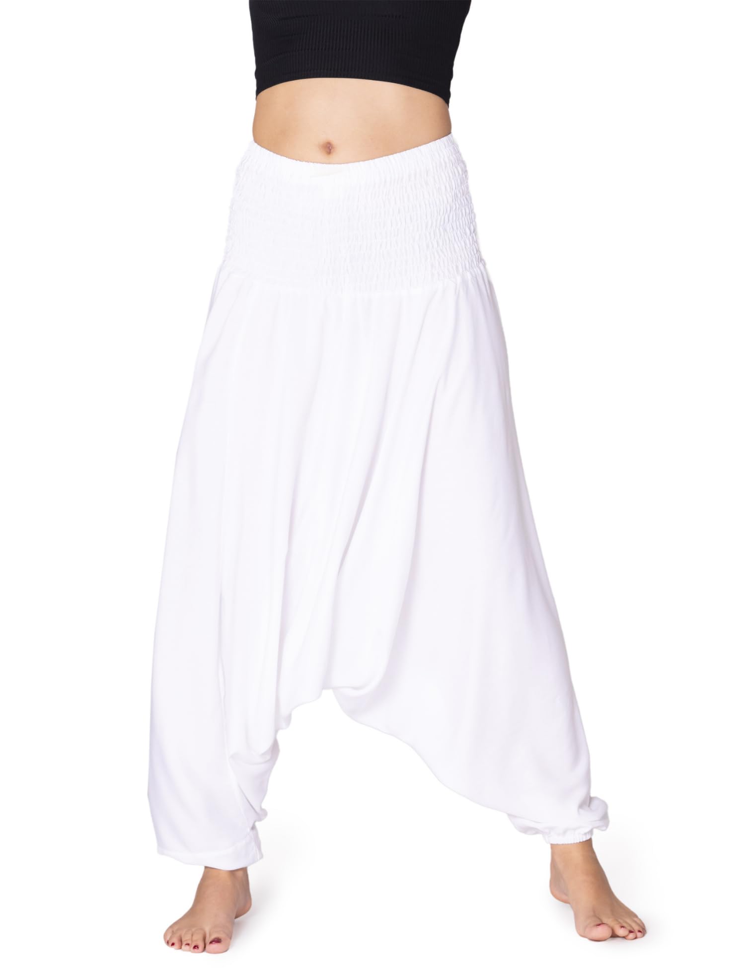 Panasiam Unisex White Aladin Pants Plain L