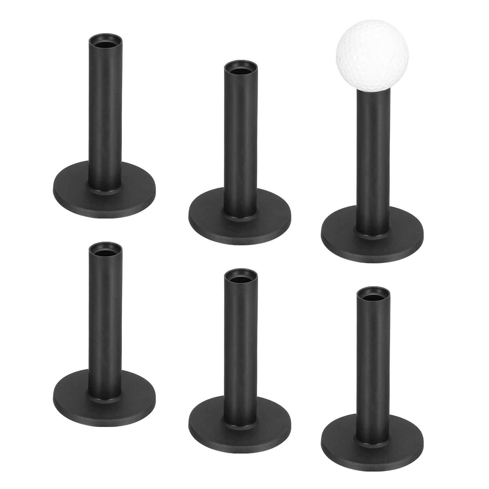 TIXIPEM 3.46IN Rubber Golf Tees [6PCS] - Flexible Stable Ball Holder Use for Home & Outdoor & Indoor Tall Training Driving Range - [Black] Hitting Mats