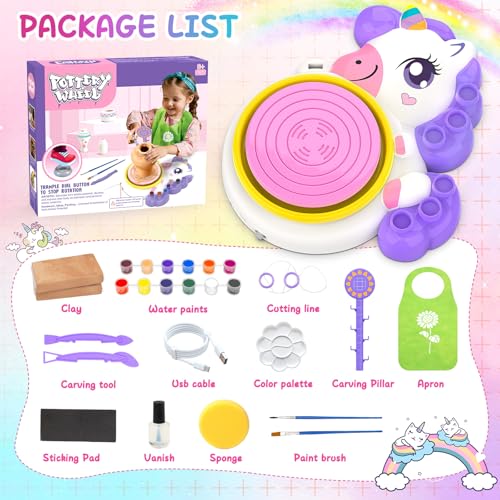 Image of Pottery Wheel for Kids, Arts and Crafts for Kids Ages 8-12, Complete Pottery Painting Craft Kit with Clay, Art Supplies for Kids Toys Girls Birthday Christmas Gift for 6 7 8 9 10 11 12+, Purple