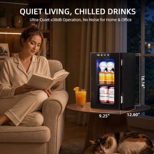 Image of Antarctic Star Mini Fridge Beverage Refrigerator, 10L Small Drink Fridge for Bedroom, beverage cooler with Digital Temp Adjustment 40-61F, Ideal for Bedroom, Dormitory, Office, Bar and Kitchen