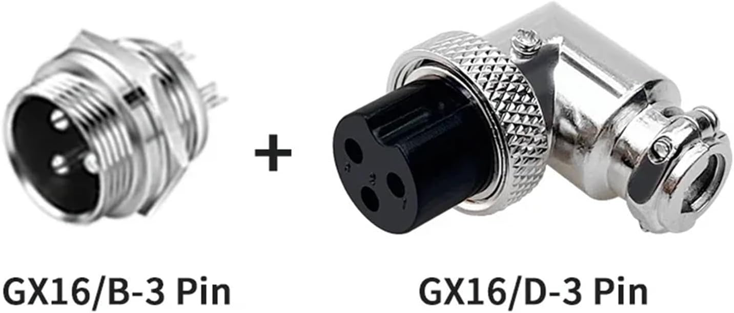 Aviation Plug Socket Elbow GX16-2PIN 3PIN 4PIN 5PIN 6PIN 7PIN 8PIN 9PIN Right-Angle Connector 90-Degree Right-Wing Connector(Color:GX16-5Pin)