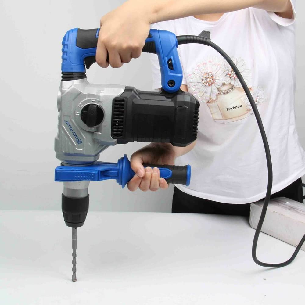 Rotativo Martillo Demoledor, Taladro Demolidor, Martillo Percutor, 1500 W, 4000 percusiones por Minuto, 3 en 1, Incluyendo Cinceles, Taladradora, SDS Plus y Caja