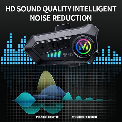 Image of Motorcycle Helmet Headset with HiFi Sound,Noise Cancellation,Helmet Speakers Helmet Headphones with Mircrophone,1000mAh Battery,Easy to Work with Golves,IPX6 Waterproof,Voice Assistant
