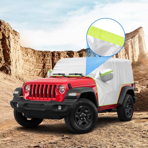 Image of SUPAREE Covers Waterproof 2 Door fits Wrangler 2007-2023 JK JL 2 Door All Sub-Models,Covers Outdoor Sun Rain Wind Snow Protection,Slivery Storage Bag with Extra Accessories