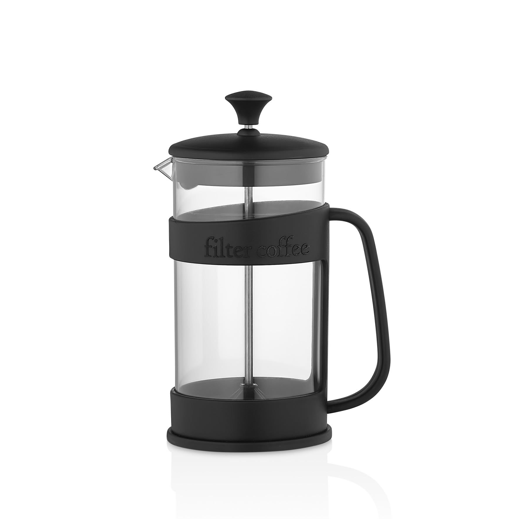 cev home essentials French Press Coffee and Tea Maker - 400ml (13.5oz) BPA-Free Heat-Resistant Plastic Body - Perfect for Herbal Tea, Filter Coffee, and Espresso Brewing - Sleek Black Design
