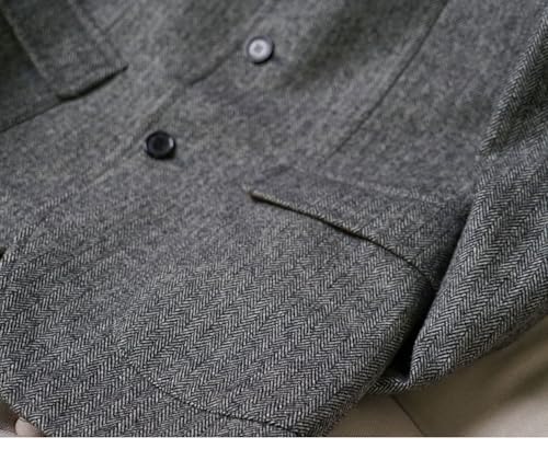 Men's Herringbone Tweed Tweed Blazer Winter Suit Jacket Single Breasted Vintage Trench3