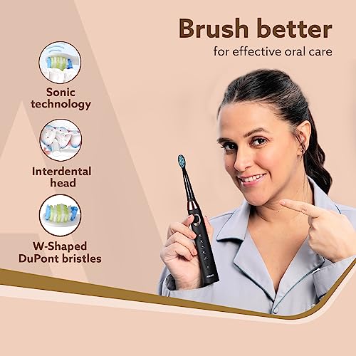 AGARO COSMIC PLUS MAX Sonic Electric tooth brush for adults with 5 modes,7 brush heads,1 interdental head,Carry Case and rechargeable with 4 hours... - Image 3