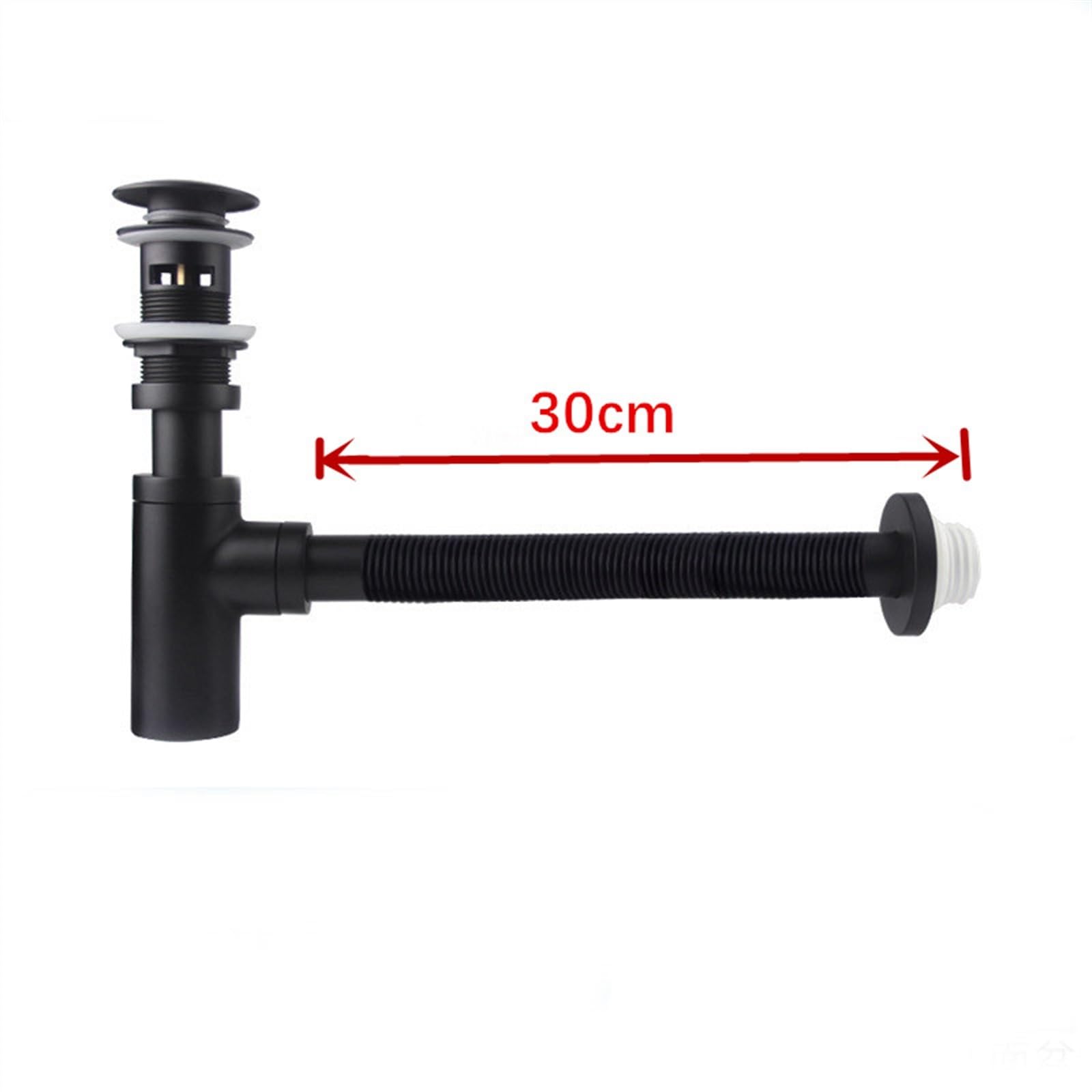 Siphon d'évier de Salle de Bain en Laiton de 30 cm avec Siphon d'évier de Salle de Bain Flexible avec Tuyau de vidange Noir ou chromé. (Color : Chrome with Hole)