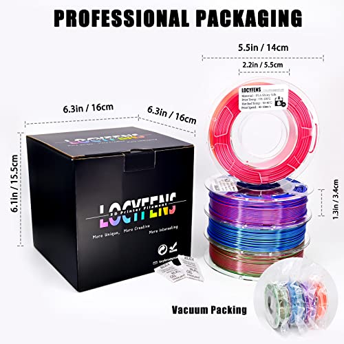 Image of 3D Printer Filament PLA, Rainbow PLA Filament 1.75mm + /-0.02mm, Silk PLA Dual Color Filament, 2 in 1 Coextrusion 3D Filament Bundle 200g x 4 Spools