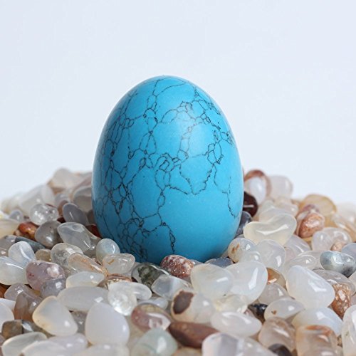 2 Inches Artifical Turquoise Gemstone Carved Eggs Quartz Reiki Crafts With Wood Stand #TOP3