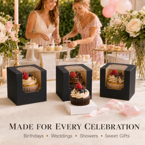Image of BOOMIBOO 75 Pack Individual Cupcake Containers, Cupcake Boxes with Window