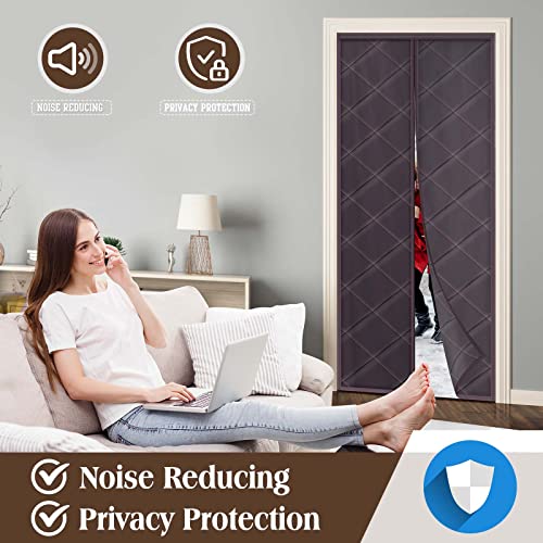 Magnetic Door Screen For Winter, Thermal Insulation Door Curtain Cover For Garage Attic Doorways Hallway, Durable Oxford Cloth&Thicken Polyester Fiber Fill For Door Size 36" X 82", Coffee #TOP6
