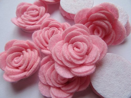Image of YYCRAFT Pack of 20PCS Felt Rose 1.5 inch 4D Flower Applique /Bow-Pink