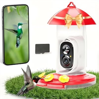 Hummingbird Feeder with Camera for Outdoors with 2K Bird Watching Camera, AI Identify 10000+, Ant & Bee Proof, Instant Notification, Idea Gift for Bird Lover
