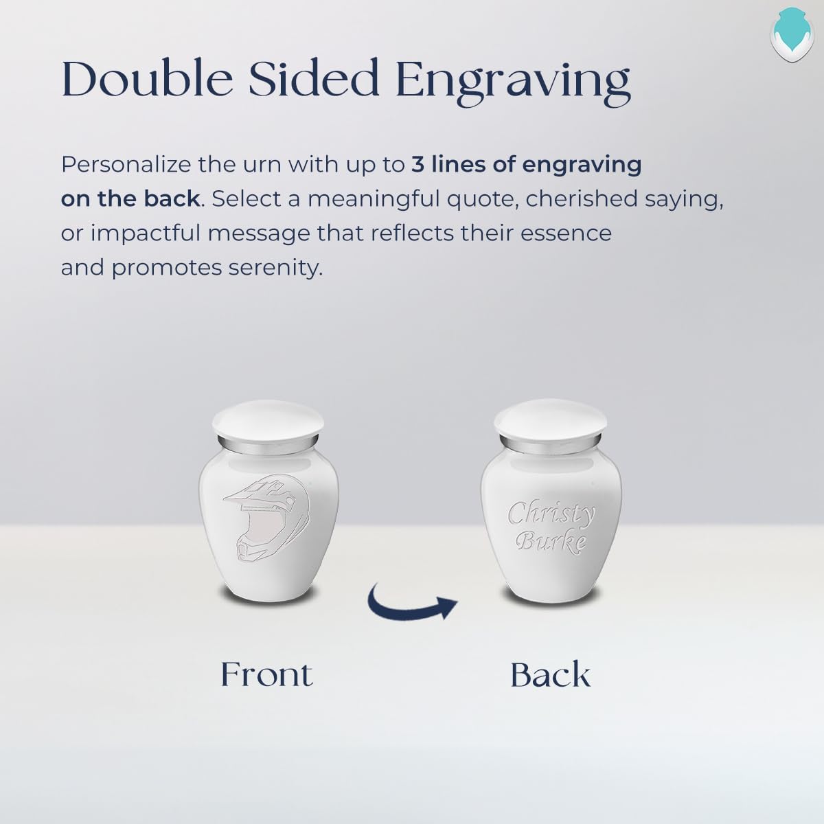 Geturns Embrace Keepsake Personalized Dirtbike Cremation Urns for Human Ashes I White Funeral Urn for Men and Women with Double Side Engraving I 3.5 lbs