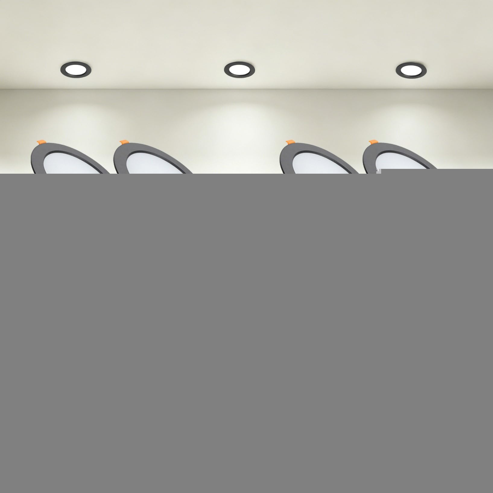 VOGHMOLD 18W Ultra Slim LED Downlight Recessed Ceiling Light 5 inch, 4000K Spot Lights Black Aluminum Trim, Cut Φ150-160mm, AC110-240V Panel Lighting for Office Hallway Closet, 19 Pack