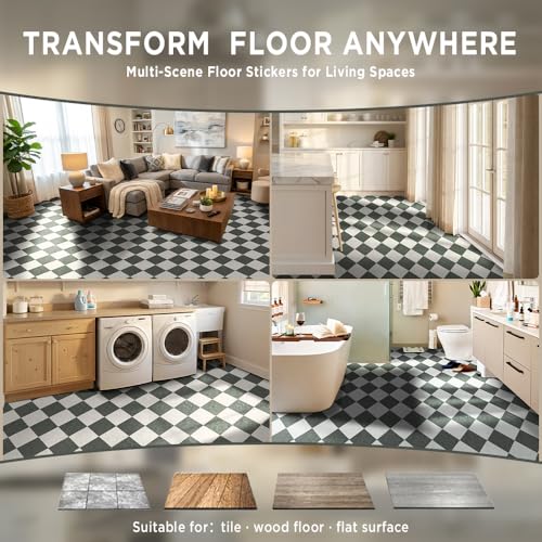 auxua Peel and Stick Floor Tile, Green Marble Pattern Continuous Vinyl Roll Flooring – 15.7'' x 19.68 ft Roll Covers 25.83 sq. ft, Effortless Alignment, Seamless Look Design for Bathroom, Kitchen by auxua - Image 5