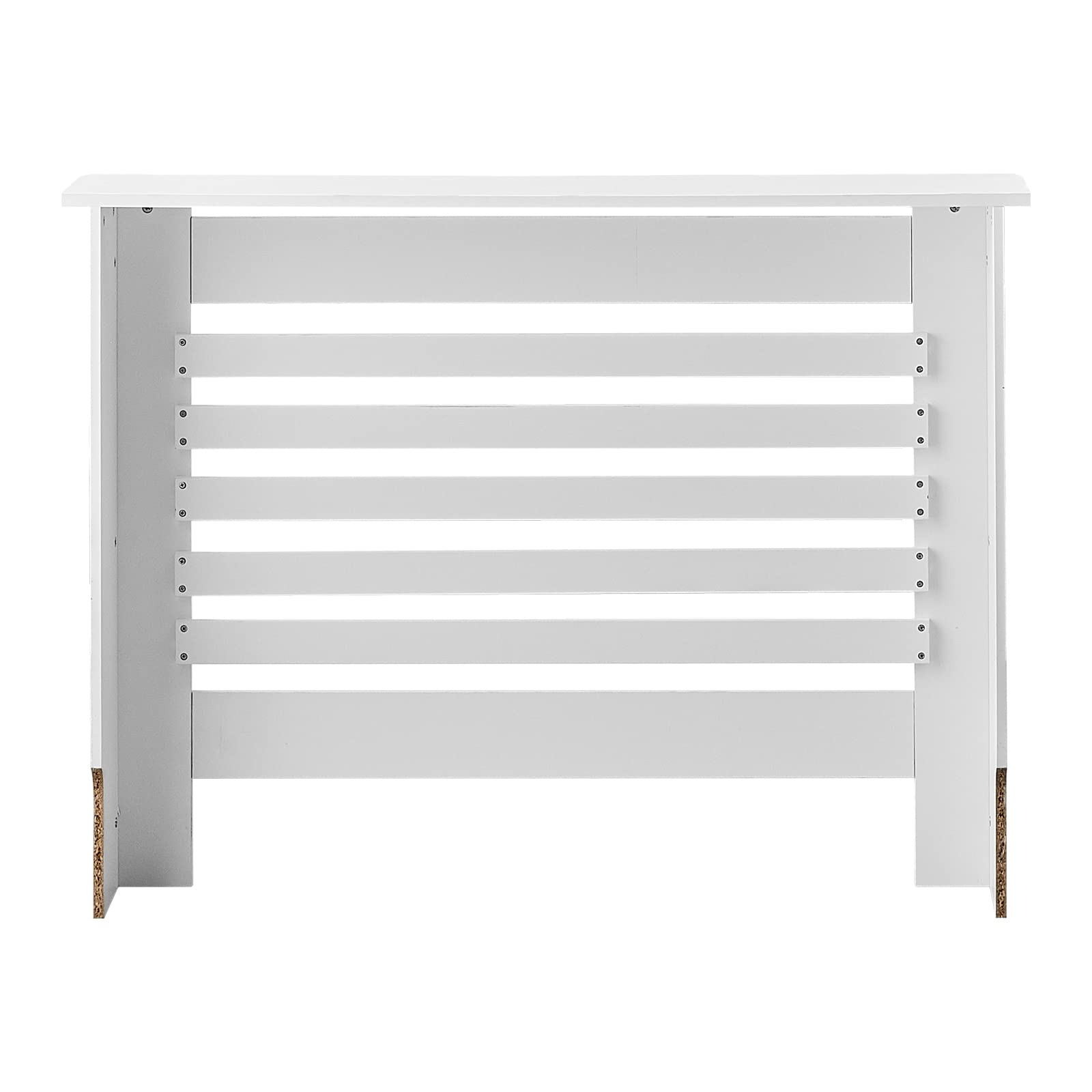 CLIPOP Moderne Heizkörperverkleidung, weiß lackiert, vertikale Lattenrost, MDF-Schrank, weiß, M